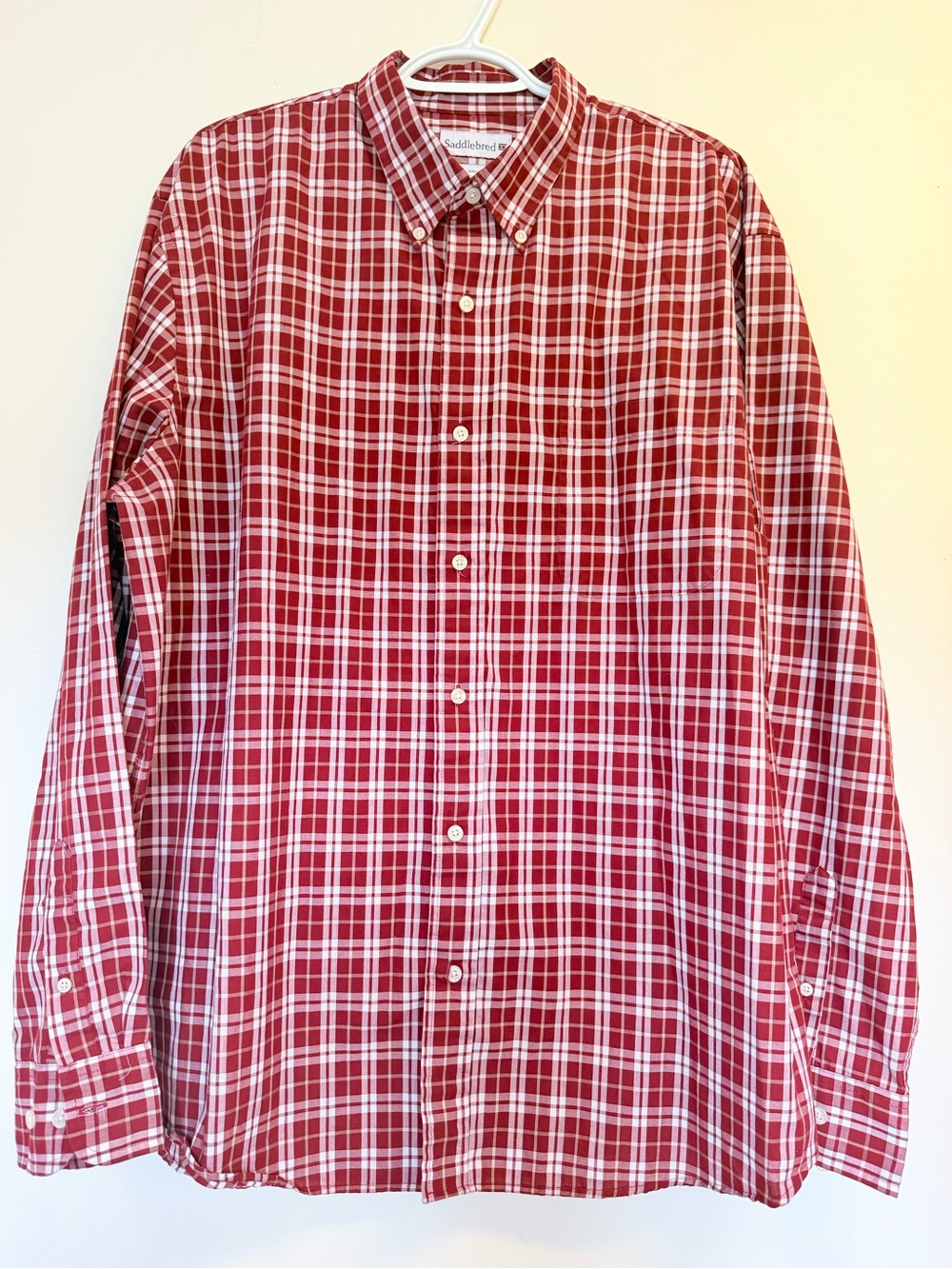 Saddlebred Red and White Plaid Button-Down Shirt